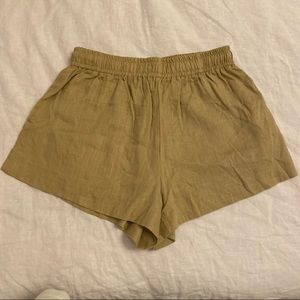 Princess Polly Lightweight Khaki Linen Shorts